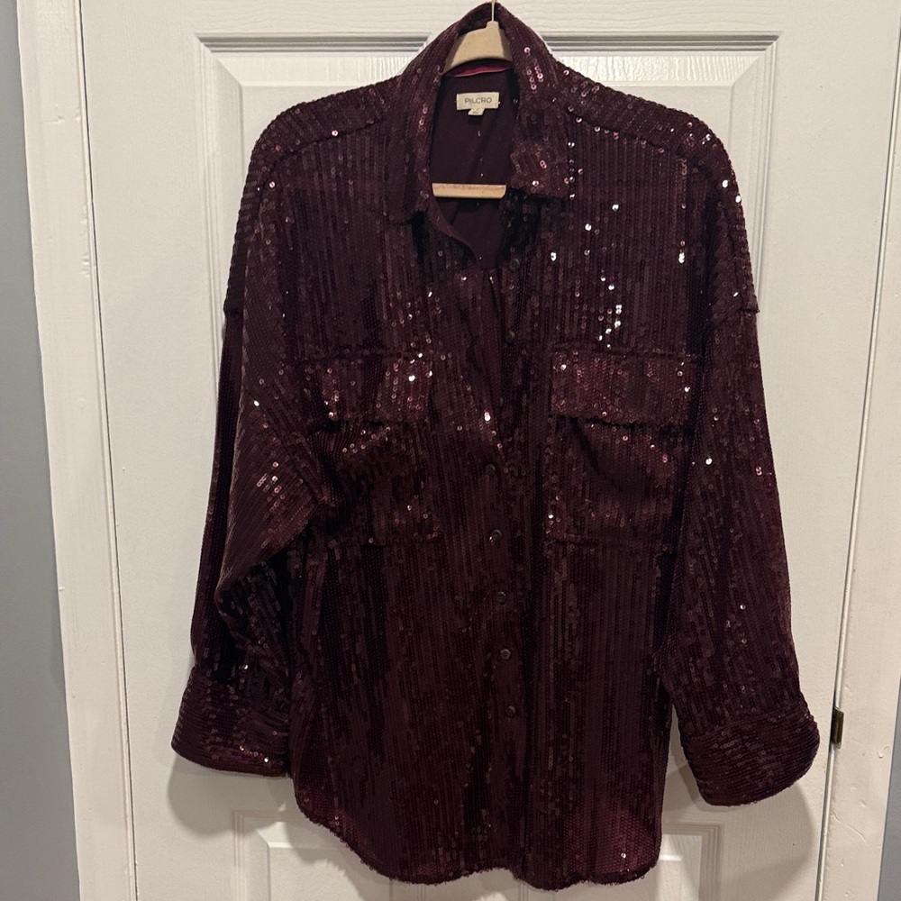 Pilcro Burgundy Sequin Button-Down Shirt bought from anthropology